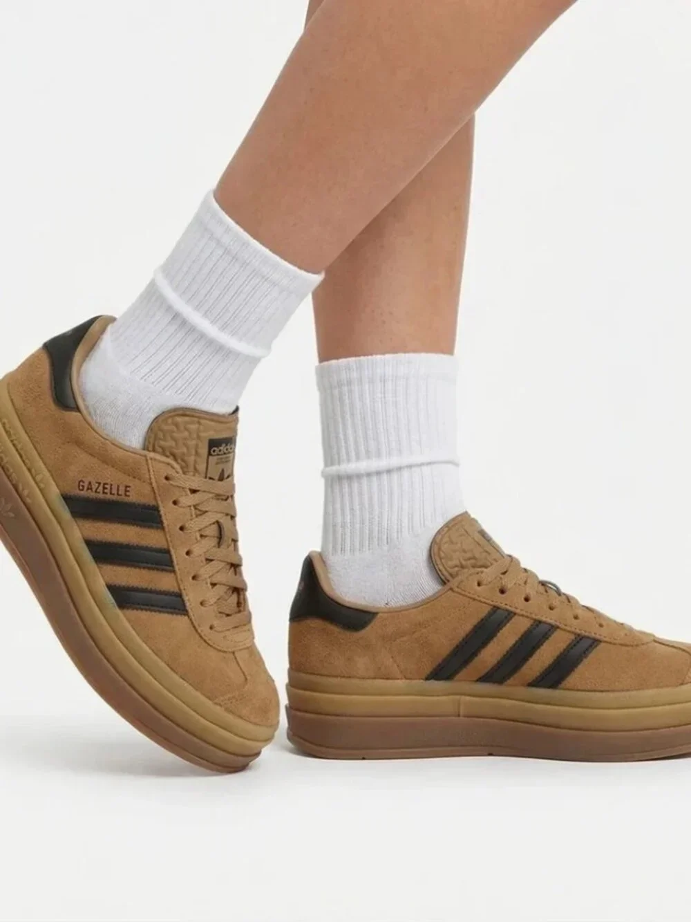 Adidas Originals Womens Gazelle Bold Sneakers Cardboard Core Black Gum Size 6.5